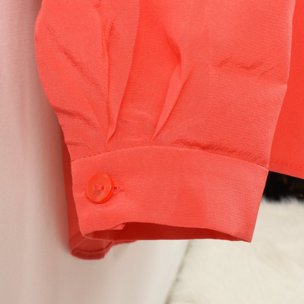 Diane von Furstenberg 4 Gilmore Blouse 100% Silk- HOT CORAL - not red - Picture 13 of 16
